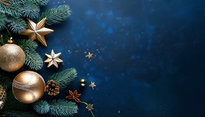 christmas decor on dark blue background generated ai