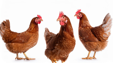  Brown hens isolated on white background