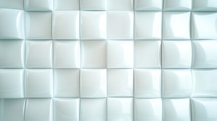 A minimalist design featuring glossy white tiled squares arranged in a precise grid, illustrating elegance, simplicity, and modern architectural aesthetics.