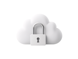 a white cloud with a lock