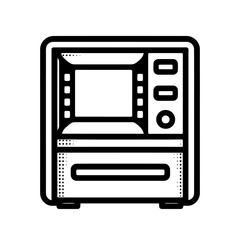Obraz premium Simple Vector Icon of a ATM machine – Logo Design Illustration
