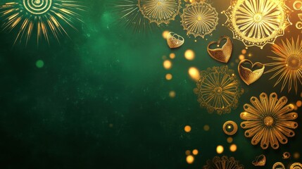 Obraz premium A vibrant arrangement of pine branches showcases colorful ornaments and sparkling snowflakes, creating a magical atmosphere for the holiday season, inviting joy and celebration.