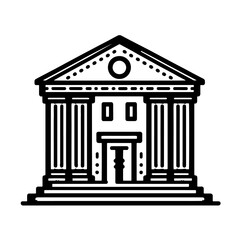 Simple Vector Icon of a bank building &ndash; Logo Design Illustration