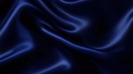 Obraz premium Luxurious Dark Blue Silk Satin Curtain with Abstract Wavy Folds - Elegant Texture Background for Design
