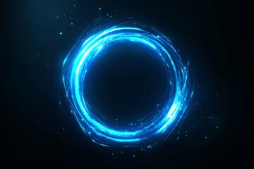 Obraz premium Blue Glowing Circle on Black Background for Futuristic Designs