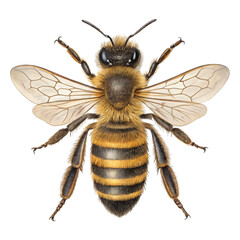Fototapeta premium Bee topview isolated on transparent background 