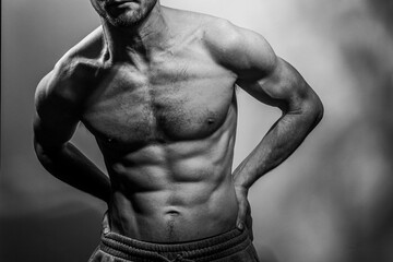 A young shirtless muscluar man