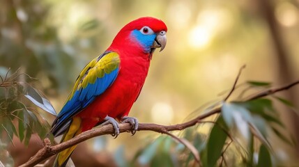 Obraz premium Colorful Macaw Parrot Amidst Green Foliage