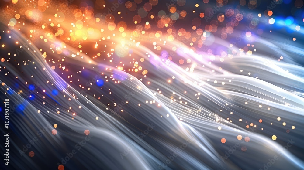 Leinwandbilder bundles of abstract optical fiber lines. bright light signals quickly transmit data for high speed i