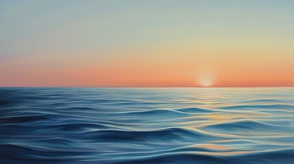 Fototapeta premium Experience tranquility as the soft sunset colors the quiet ocean horizon
