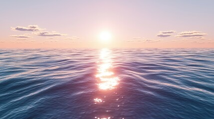 Obraz premium Experience the tranquility of a soft sunset over a quiet ocean horizon