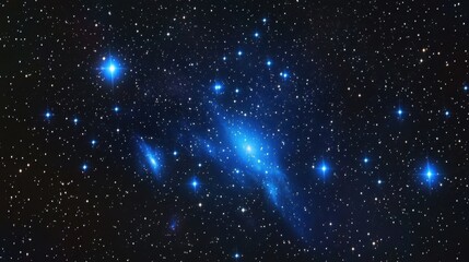 A stunning view of a star-filled galaxy, showcasing vibrant blue and bright white stars against a dark cosmic backdrop.