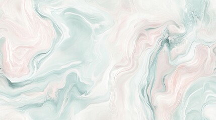 Abstract fluid art with soft pastel colors, featuring swirls of mint green and gentle pink tones.