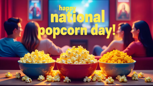 National Popcorn Day Celebration Illustration