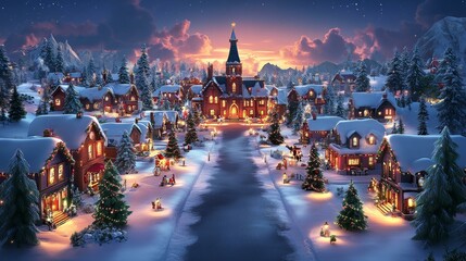 Fototapeta premium Festive Winter Village