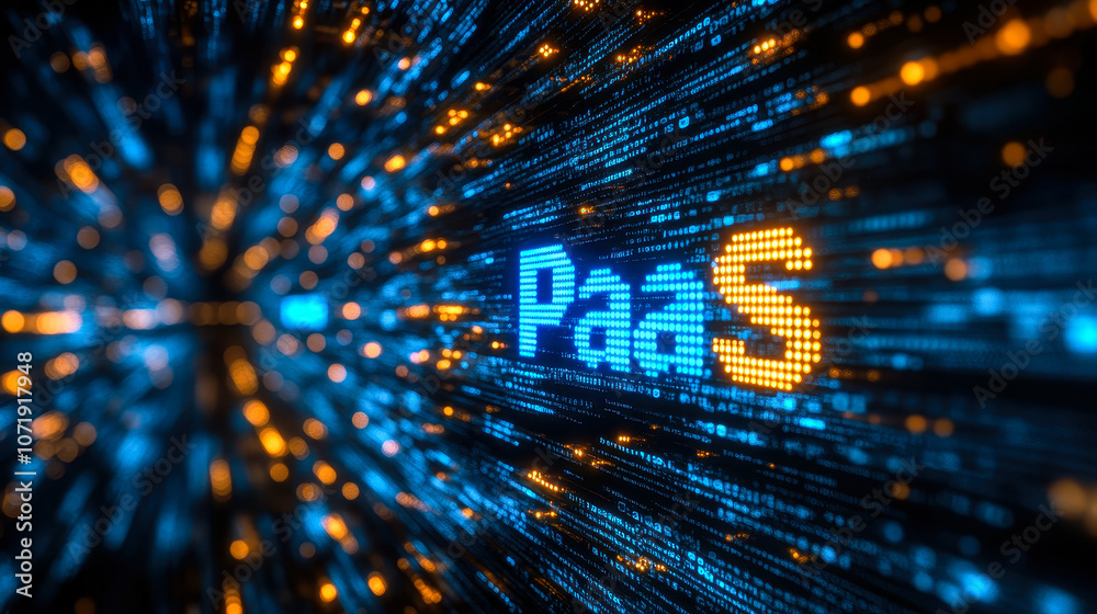Poster digital matrix binary code representing paas platform as a service technology concept