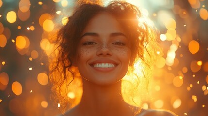 Fototapeta premium Enchanting Sunset Glow Illuminating Woman