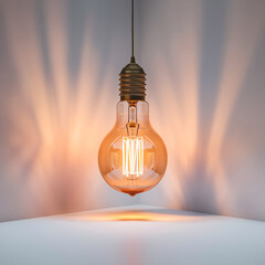 Image of an intense glowing vintage bulb on a white background