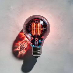 Image of a glowing vintage bulb on a white background