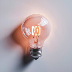 Image of an intense glowing vintage bulb on a white background