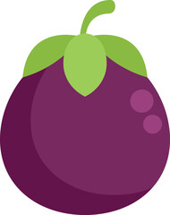 This illustration shows a ripe eggplant with a green stem, ready to be used in your next project