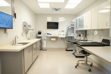 Modern medical room with technology and clean design