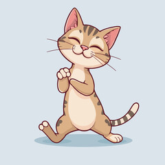 Playful yoga cat cartoon illustration.