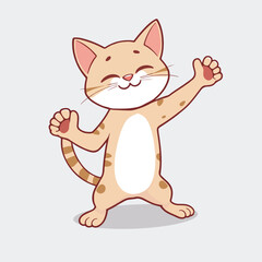 Obraz premium Playful yoga cat cartoon illustration.