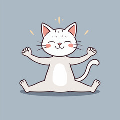 Playful yoga cat cartoon illustration.