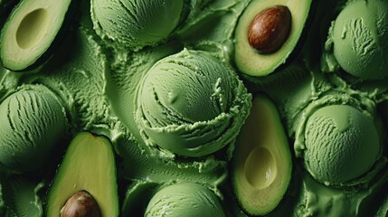 99.Delicious avocado ice cream made from South African avocados, photographed with fresh avocado slices to highlight the rich, creamy texture and vibrant green color