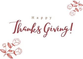 Beige Brown Feminine and Beauty Happy Thanks Giving Greetings Card, with elements like rose