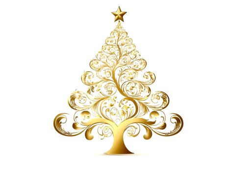 Fototapeta christbaum gold silhouette