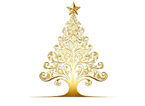 Fototapeta christbaum gold silhouette
