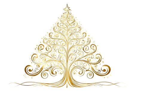 Fototapeta christbaum gold silhouette