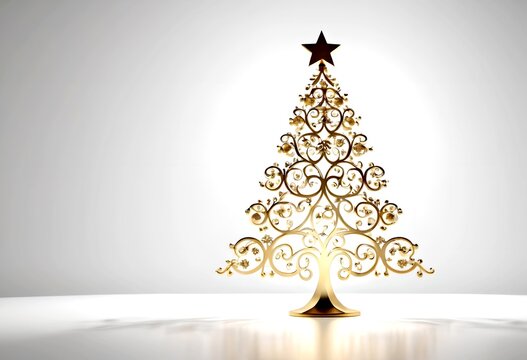 Fototapeta christbaum gold silhouette