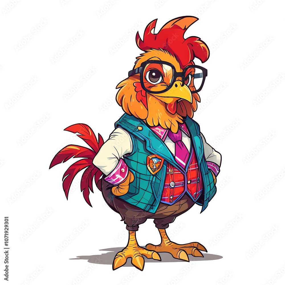 Sticker Cool Rooster in a Suit