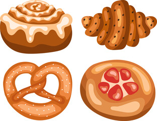 Set of sweet pastry. Vector illustration