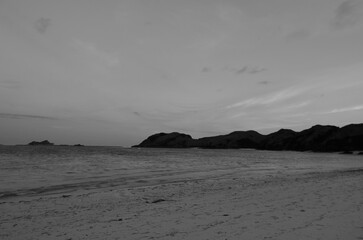 Amazing view of beach in lombok with black and white tone color