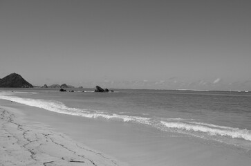 Amazing view of beach in lombok with black and white tone color
