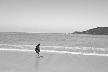Amazing view of beach in lombok with black and white tone color