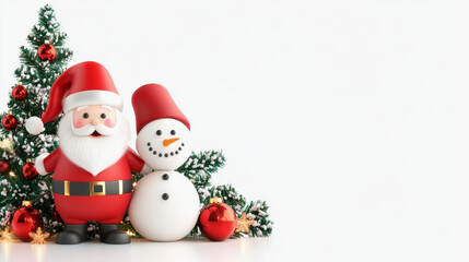 Santa Claus and Snowman Cartoon Spreading Christmas Cheer.Cute Christmas Cartoon: Santa and Snowman in Winter Wonderland.A Whimsical Christmas Cartoon Scene