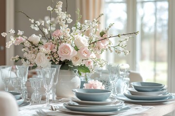 Elegant Floral Arrangement on Dining Table
