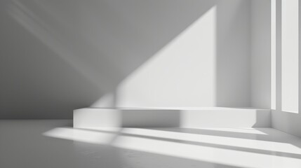 Obraz premium Minimalist White Room with Sunlight Streaming Through Window