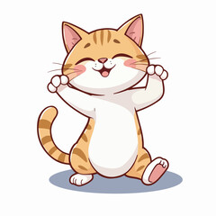 Obraz premium Playful yoga cat cartoon illustration.