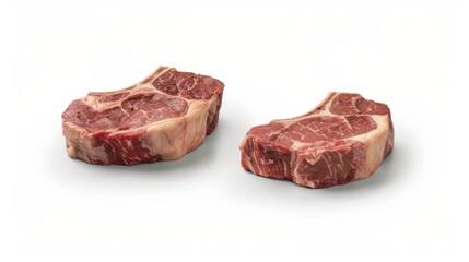 Two Raw Bone-In Steaks Ready for Grilling