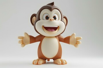 Fototapeta premium Cute 3D monkey mascot character
