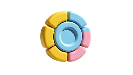 3d cartoon style gear on isolated transparent background