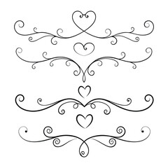 Romantic Calligraphic Heart Flourishes – Fancy Valentine Divider Vector