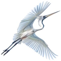 Fototapeta premium A great blue heron is spreading its wings in the white background