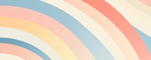 Obraz premium Abstract design featuring soft, curved rainbow stripes in pastel colors.